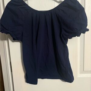 J. Crew Navy Off-Shoulder Puff Sleeve Blouse